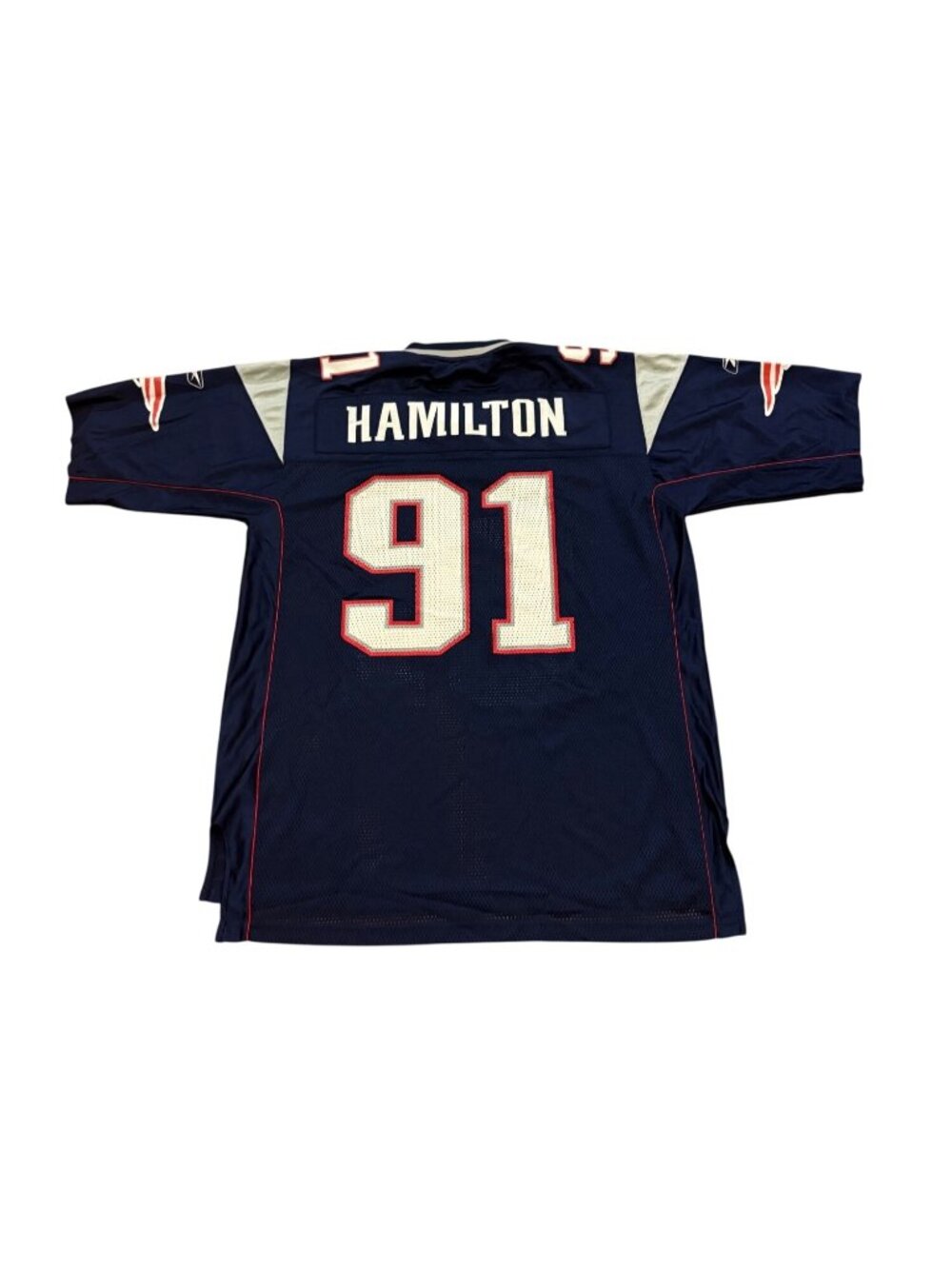 Rare Reebok New England Patriots Bobby Hamilton #91 NFL Football Jersey Men's L